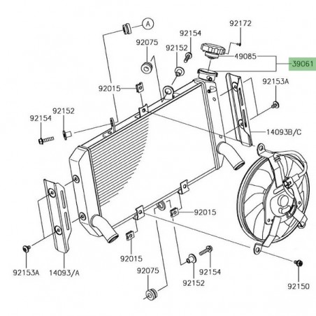 Radiateur d'origine Kawasaki Z900RS/Café (2021) | Réf. 390610835