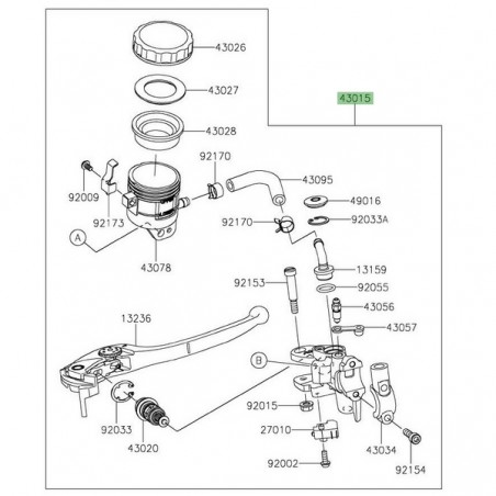 Maître cylindre de frein avant Kawasaki Z900RS (2018-2021) |Réf. 430150663