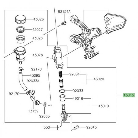 Maître-cylindre arrière Kawasaki 430150664 | Moto Shop 35