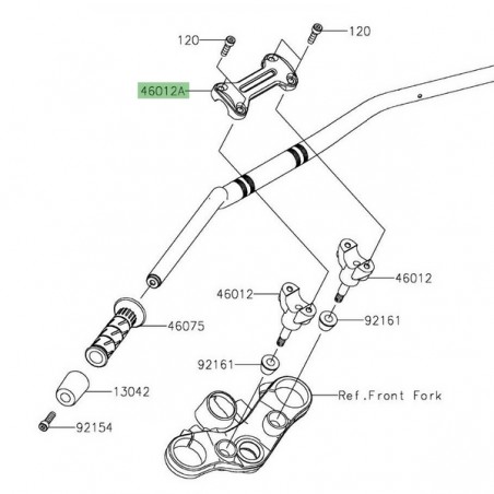 Pontet supérieur de guidon Kawasaki Z900RS (2018-2021) | Réf. 46012038218R