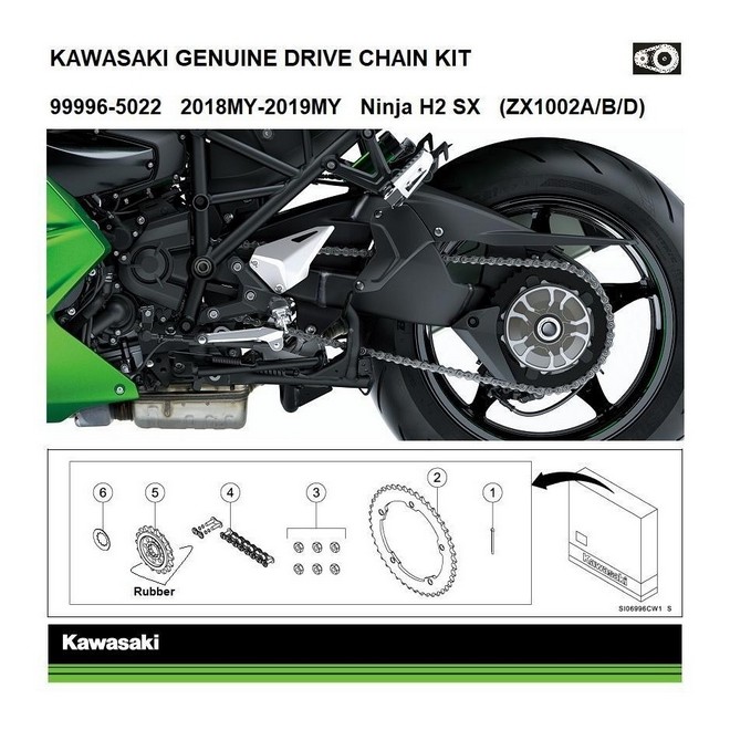 Kit Chaîne d'origine Kawasaki Ninja H2 SX (2018-2025) | Réf. 999965022
