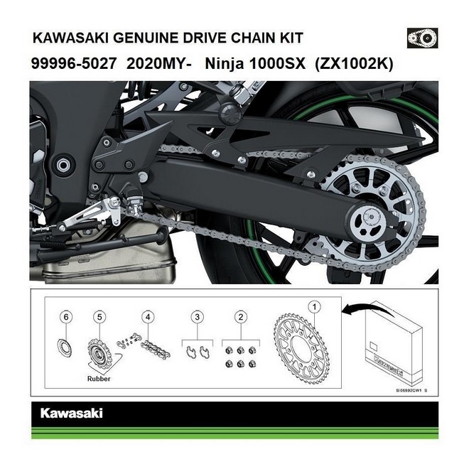 Kit chaîne d'origine Kawasaki Ninja 1000SX (2020-2024) | Réf. 999965027