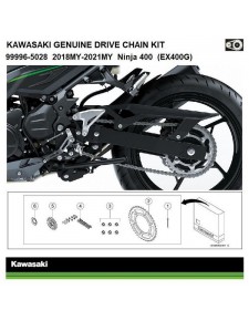Kit chaîne d'origine Kawasaki Z400 et Ninja 400 (2018-2023) | Réf. 999965028