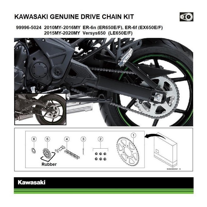 Kit Chaîne d'origine Kawasaki Versys 650 (2015-2027) | Réf. 999965024