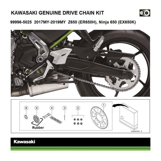 Kit Chaîne d'origine Kawasaki Z650 et Ninja 650 (2017-2019) | Réf. 999965025