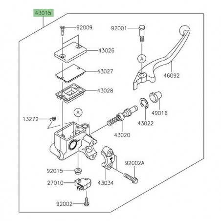 Maître cylindre de frein avant Kawasaki 430150712 | Moto Shop 35