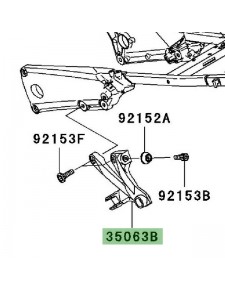 Platine repose-pieds arrière gauche Kawasaki ZZR 1400 (2006-2011) | Réf. 35063035311E - 35063035318R