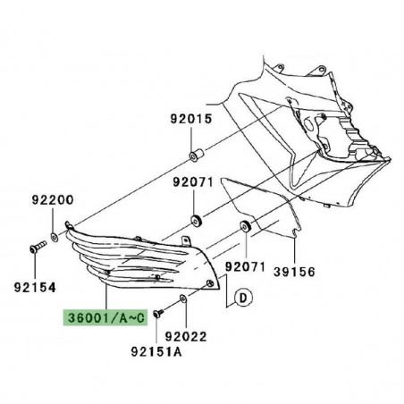 Grip genoux gauche peint Kawasaki ZZR 1400 (2006-2011) | Moto Shop 35