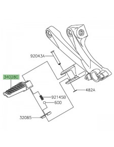 Repose-pieds arrière gauche Kawasaki ZZR 1400 (2006-2020) | Réf. 340280329