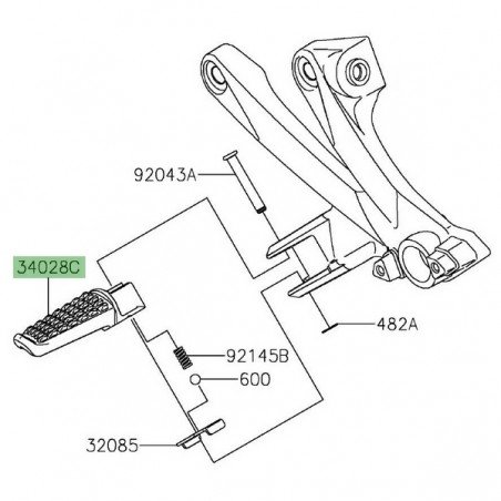 Repose-pieds arrière gauche Kawasaki ZZR 1400 (2006-2020) | Réf. 340280329