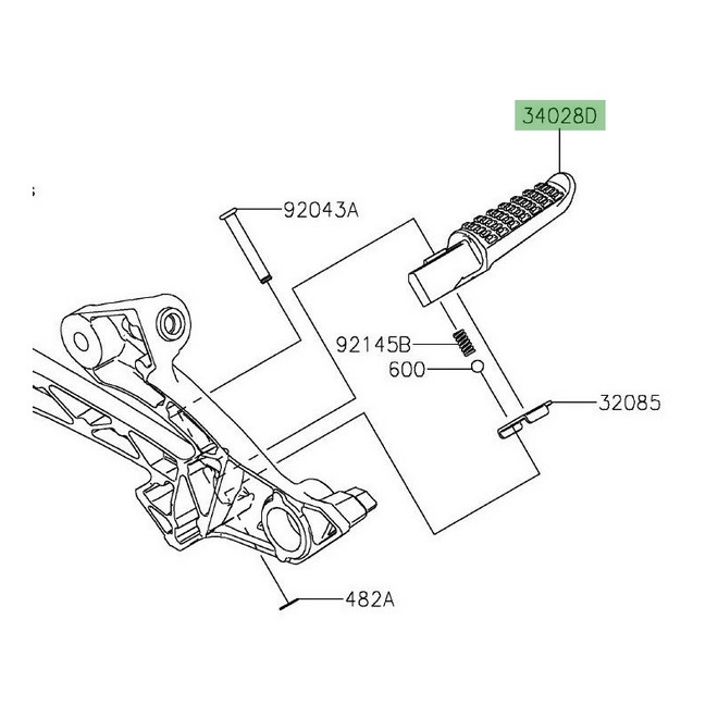 Repose-pieds arrière droit Kawasaki ZZR 1400 (2006-2020) | Réf. 340280330