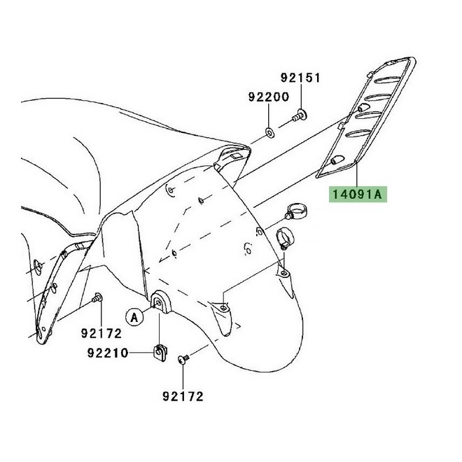 Déflecteur droit garde-boue avant Kawasaki ZZR 1400 (2006-2020) | Réf. 140910599