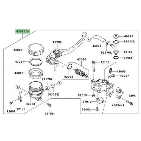 Maître-cylindre avant Kawasaki ZZR 1400 (2006-2011) | Réf. 430150114