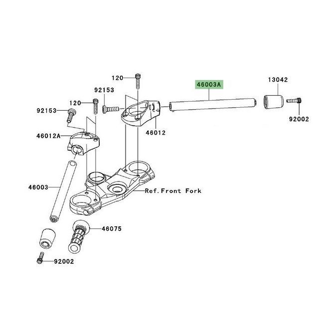 Demi-guidon droit Kawasaki ZZR 1400 (2006-2011) | Réf. 460030135