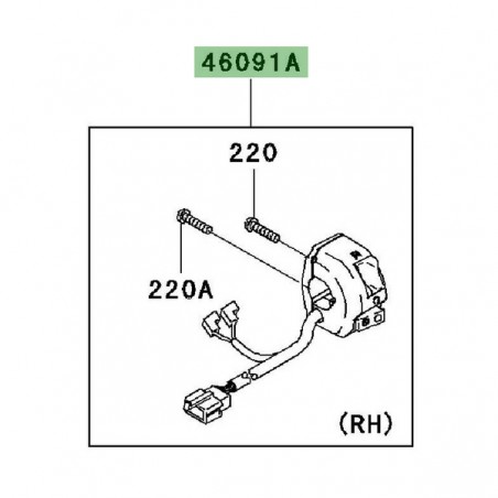Commodo droit Kawasaki 460910145 | Moto Shop 35