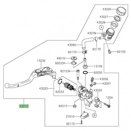 Maître-cylindre d'embrayage Kawasaki ZZR 1400 (2010-2020) | Réf. 430150151