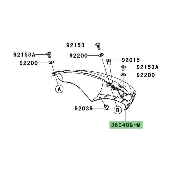 Coque arrière droite peinte Kawasaki ZZR 1400 (2006-2011) | Moto Shop 35