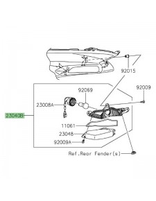 Clignotant arrière gauche Kawasaki ZZR 1400 (2006-2020) | Réf. 230400121