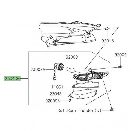 Clignotant arrière gauche Kawasaki ZZR 1400 (2006-2020) | Réf. 230400121