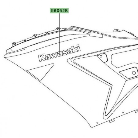 Autocollant "Kawasaki" flanc de carénage Kawasaki ZZR 1400 (2006-2010) | Réf. 560520866 - 560520495