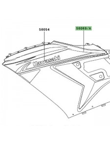 Autocollant décoratif flanc de carénage Kawasaki ZZR 1400 gris (2010) | Réf. 560690098 - 56069099