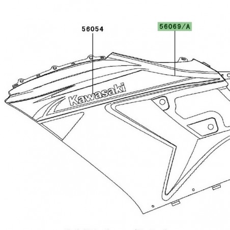 Autocollant décoratif flanc de carénage Kawasaki ZZR 1400 gris (2010) | Réf. 560690098 - 56069099