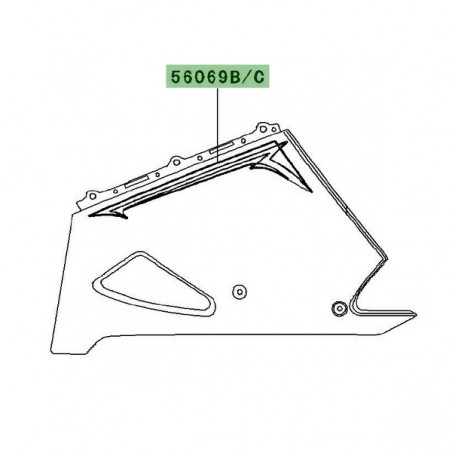 Autocollant décoratif sabot moteur Kawasaki ZZR 1400 noir (2011) | Réf. 560690961 - 560690962
