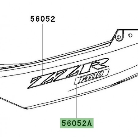 Autocollant "1400" coque arrière Kawasaki ZZR 1400 (2006-2010) | Réf. 560520863 - 560540497
