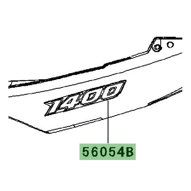 Autocollant "1400" coque arrière Kawasaki ZZR 1400 vert (2011) | Réf. 560540703
