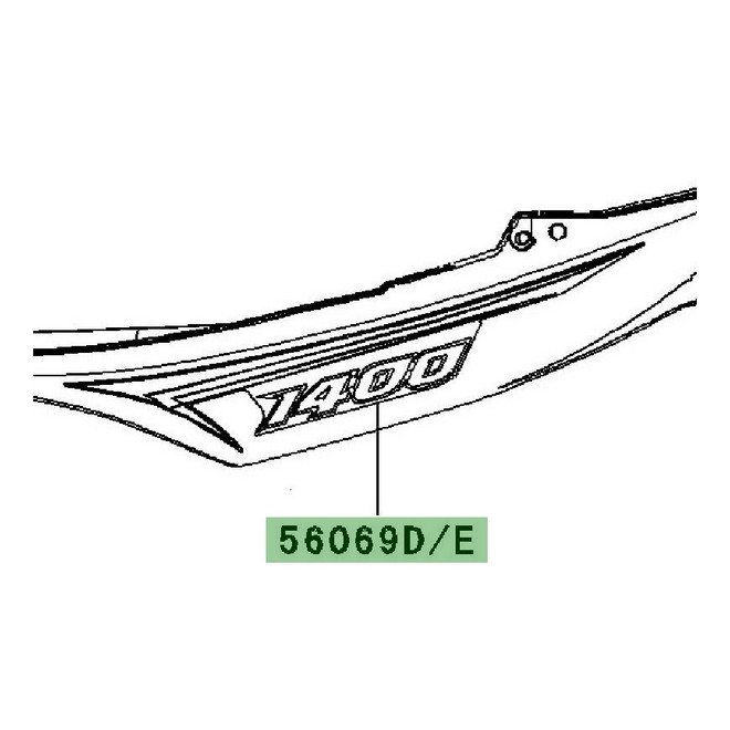Autocollant "1400" coque arrière Kawasaki ZZR 1400 noir (2011) | Réf. 560690963 - 560690964