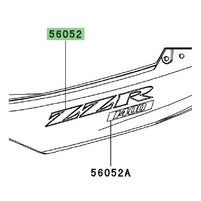 Autocollants "ZZR" coque arrière Kawasaki ZZR 1400 (2006-2010) |Réf. 560520862 - 56054049*