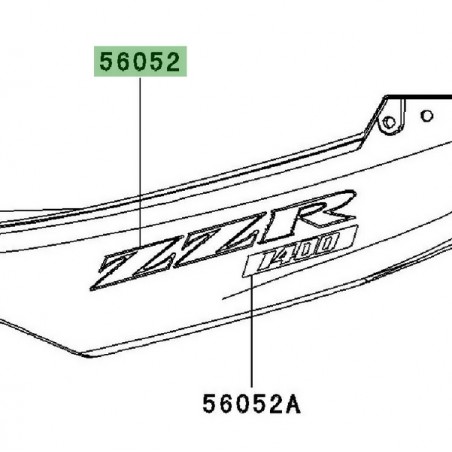 Autocollants "ZZR" coque arrière Kawasaki ZZR 1400 (2006-2010) |Réf. 560520862 - 56054049*