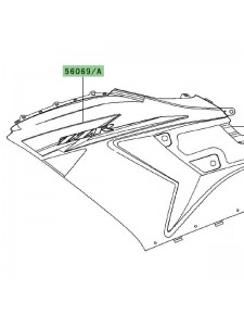 Autocollant "ZZR" flanc de carénage Kawasaki ZZR 1400 vert (2011) | Réf. 560690957 - 560690958