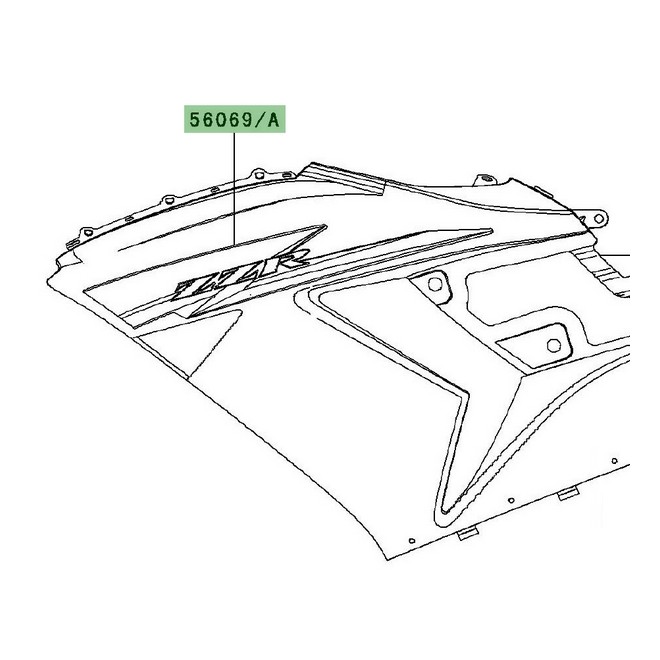 Autocollant "ZZR" flanc de carénage Kawasaki ZZR 1400 vert (2011) | Réf. 560690957 - 560690958