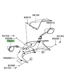 Rétroviseur gauche d'origine Kawasaki ZZR 1400 (2008-2011) | Réf. 560010233