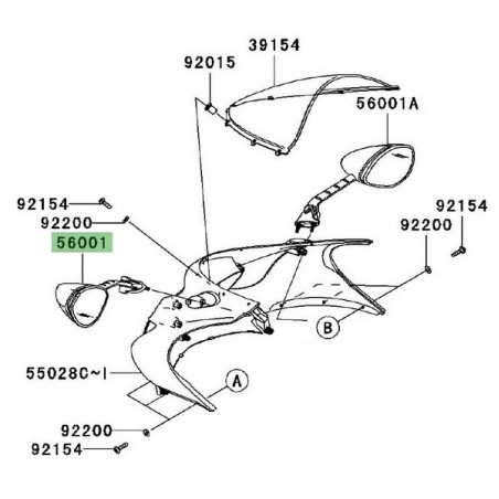 Rétroviseur gauche d'origine Kawasaki ZZR 1400 (2008-2011) | Réf. 560010233