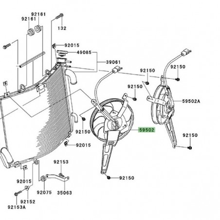 Ventilateur gauche d'origine Kawasaki ZZR 1400 (2012-2020) | Réf. 595020579