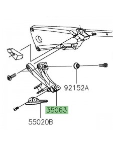 Platine repose-pied arrière gauche Kawasaki ZZR1400 (2012-2020) | Réf. 35063078218R