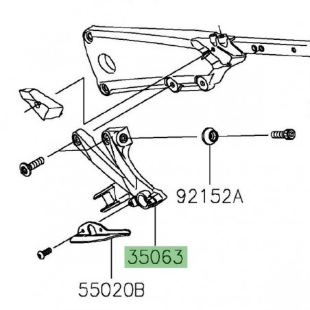 Platine repose-pied arrière gauche Kawasaki ZZR1400 (2012-2020) | Réf. 35063078218R