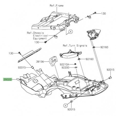 Passage de roue arrière Kawasaki ZZR 1400 (2012-2020) | Réf. 350220096