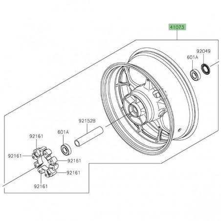 Jante arrière d'origine Kawasaki ZZR 1400 (2012-2020) | Réf. 41073073118F