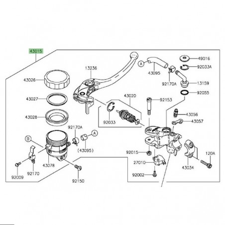 Maître-cylindre de frein avant Kawasaki ZZR 1400 (2012-2015) | Réf. 430150150