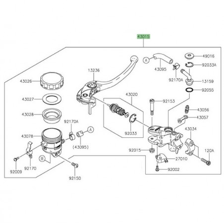 Maître-cylindre de frein avant Kawasaki ZZR 1400 (2016-2020) | Réf. 430150638
