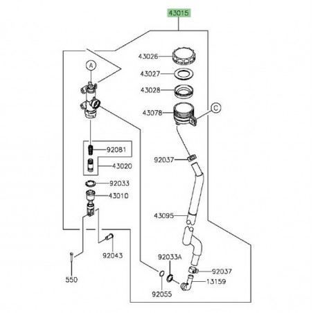Maître-cylindre de frein arrière Kawasaki ZZR 1400 (2015-2020) | Réf. 430150584