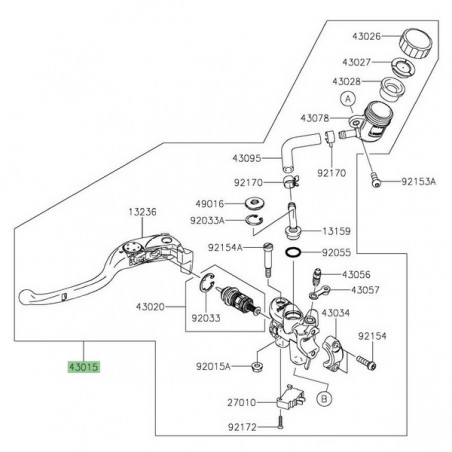 Maître-cylindre d'embrayage Kawasaki ZZR 1400 Performance sport (2016-2020) | Réf. 430150636