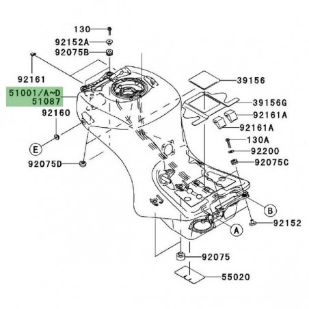 Réservoir d'essence peint d'origine Kawasaki ZZR 1400 (2012-2020) | Moto Shop 35