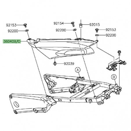 Coque arrière gauche peinte Kawasaki ZZR 1400 (2012-2020) | Moto Shop 35