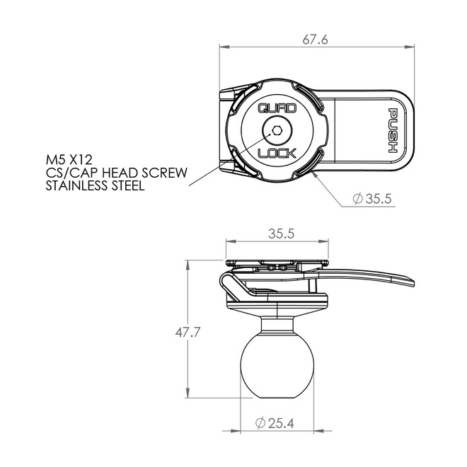 Adaptateur boule 1" motos Quad Lock QLM-BAL Kawasaki | Moto Shop 35