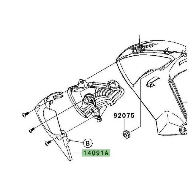 Intérieur d'écope de radiateur droite Kawasaki Er-6n (2009-2011) | Réf. 140911591