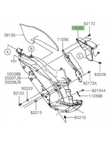 Renfort intérieur flanc de carénage gauche Kawasaki ZZR 1400 (2012-2020) | Réf. 140920861